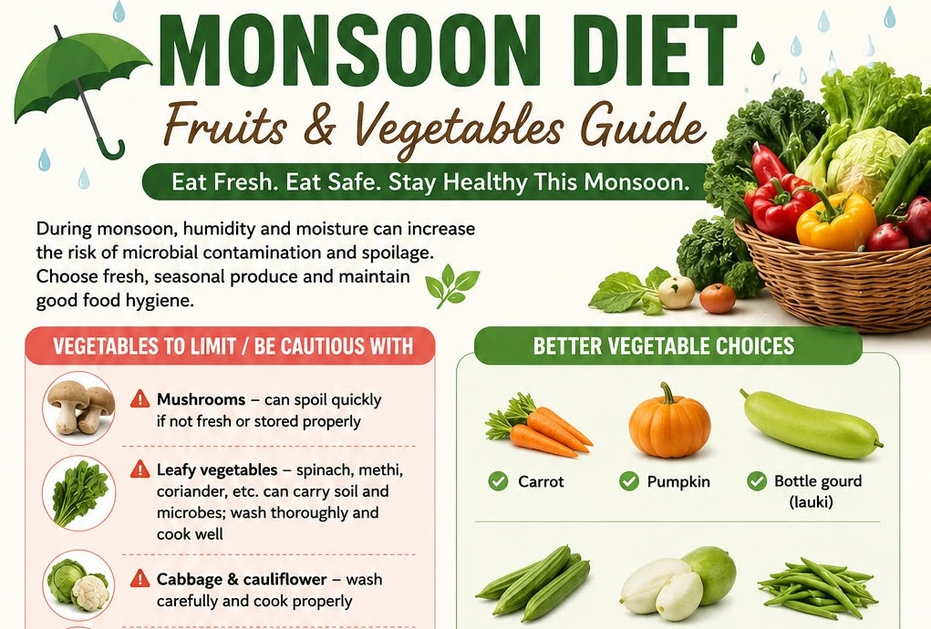 🌧️ MONSOON DIET: FRUITS & VEGETABLES GUIDE 🌿